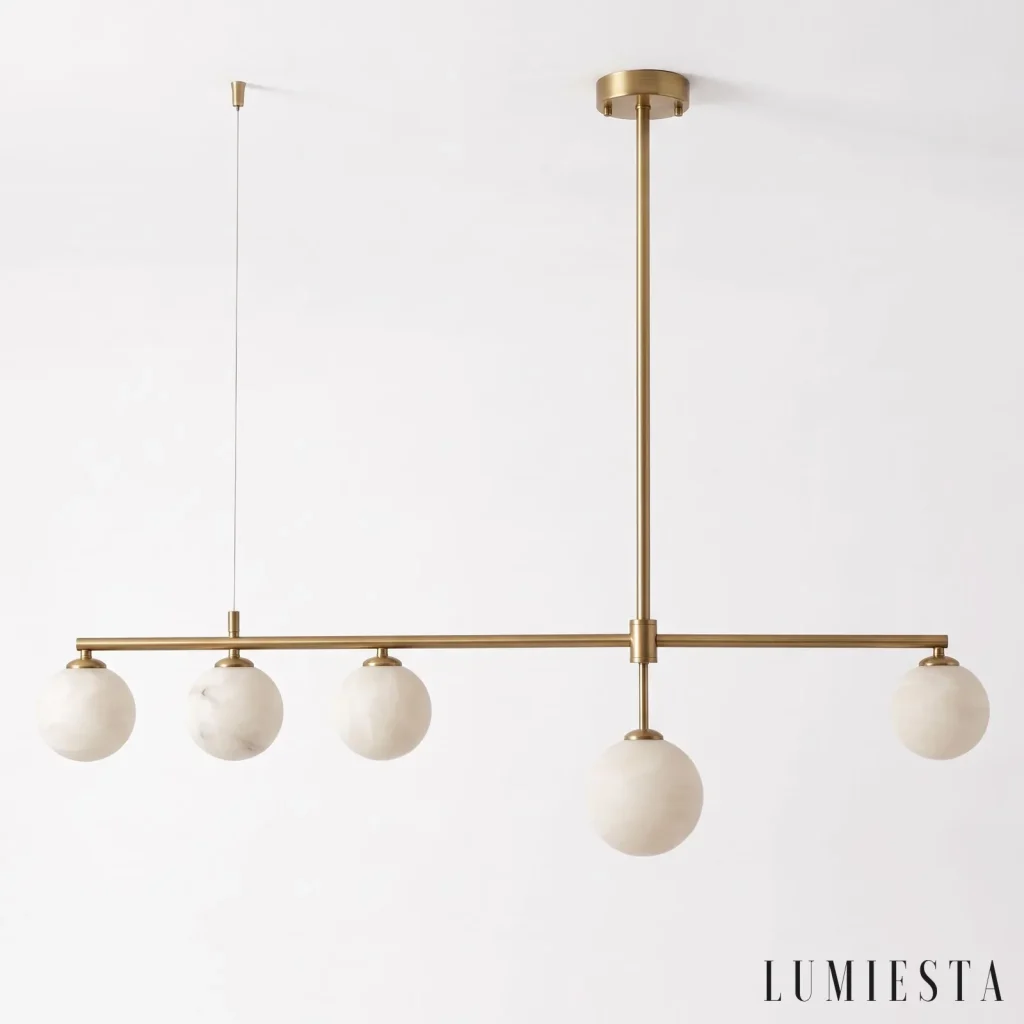 Talamone - żyrandol alabastrowy liniowy 5 kul 115 cm - detal montażu